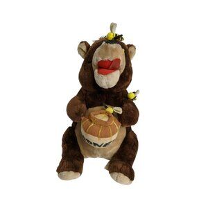 Stuffed Honey Bear Plush Toy With Bees & Honey Pot 12" By Shalom